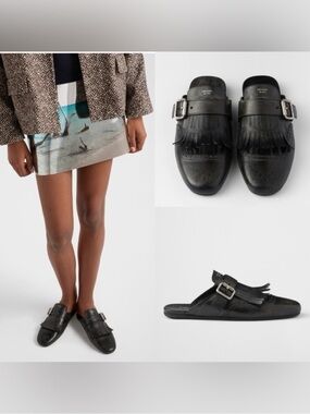 Prada Shuffle fringed leather mules $1,290 38.5